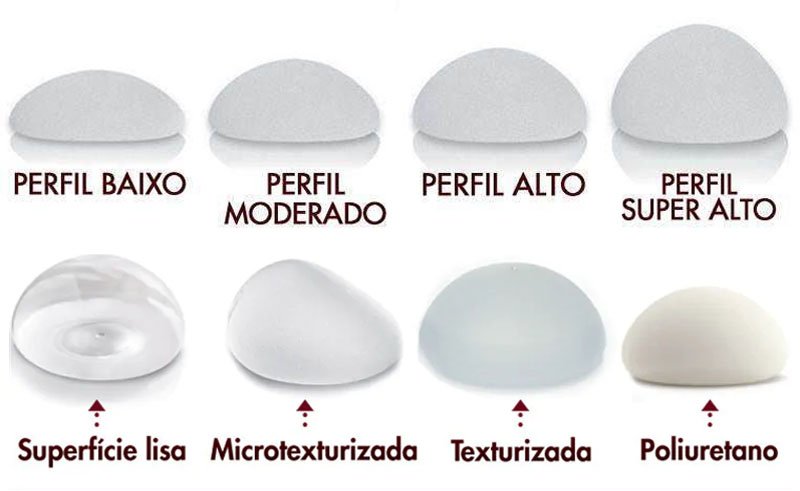 Tipos de prótese de silicone e formatos disponíveis